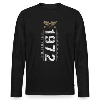 Edition Limitée 1972 Force et Honneur Anniversaire - T-shirt manches longues Premium bio Homme - noir - Devant - Nico (187cm)