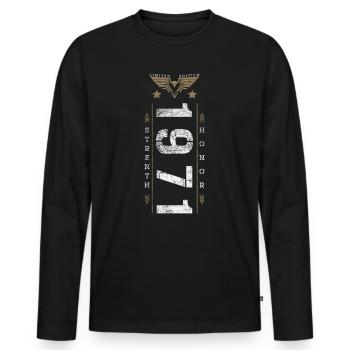 Edition Limitée 1971 Force et Honneur Anniversaire - T-shirt manches longues Premium bio Homme - noir - Devant - Nico (187cm)
