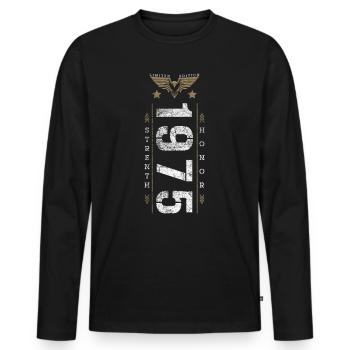 Edition Limitée 1975 Force et Honneur Anniversaire - T-shirt manches longues Premium bio Homme - noir - Devant - Nico (187cm)