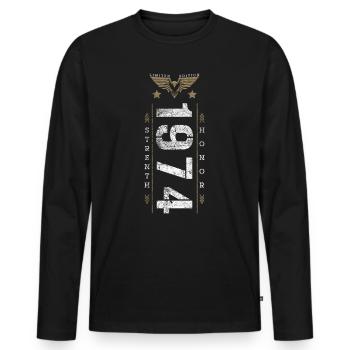 Edition Limitée 1974 Force et Honneur Anniversaire - T-shirt manches longues Premium bio Homme - noir - Devant - Nico (187cm)