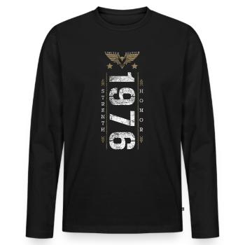 Edition Limitée 1976 Force et Honneur Anniversaire - T-shirt manches longues Premium bio Homme - noir - Devant - Nico (187cm)