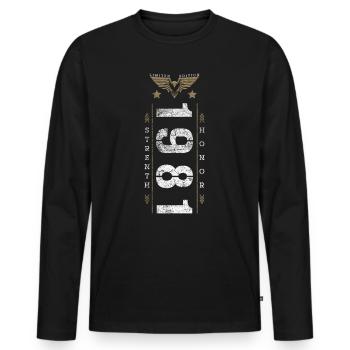 Edition Limitée 1981 Force et Honneur Anniversaire - T-shirt manches longues Premium bio Homme - noir - Devant - Nico (187cm)