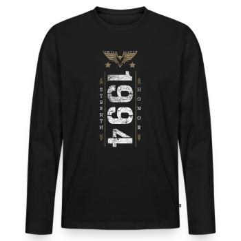 Edition Limitée 1994 Force et Honneur Anniversaire - T-shirt manches longues Premium bio Homme - noir - Devant - Nico (187cm)