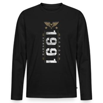 Edition Limitée 1991 Force et Honneur Anniversaire - T-shirt manches longues Premium bio Homme - noir - Devant - Nico (187cm)