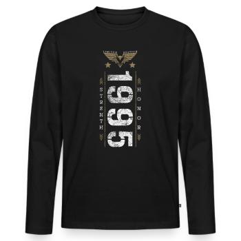 Edition Limitée 1995 Force et Honneur Anniversaire - T-shirt manches longues Premium bio Homme - noir - Devant - Nico (187cm)