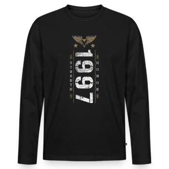 Edition Limitée 1997 Force et Honneur Anniversaire - T-shirt manches longues Premium bio Homme - noir - Devant - Nico (187cm)