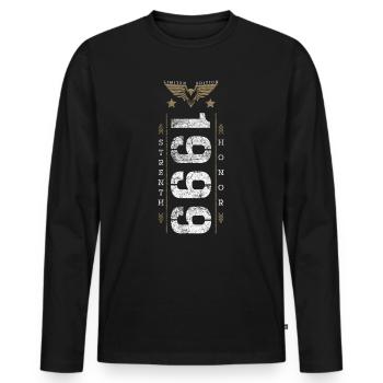 Edition Limitée 1999 Force et Honneur Anniversaire - T-shirt manches longues Premium bio Homme - noir - Devant - Nico (187cm)