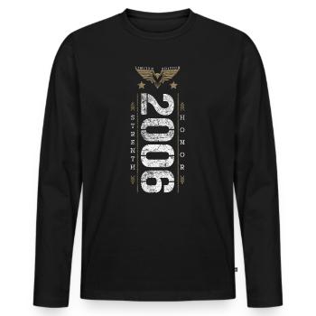 Edition Limitée 2006 Force et Honneur Anniversaire - T-shirt manches longues Premium bio Homme - noir - Devant - Nico (187cm)