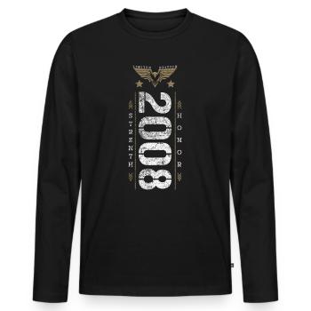Edition Limitée 2008 Force et Honneur Anniversaire - T-shirt manches longues Premium bio Homme - noir - Devant - Nico (187cm)