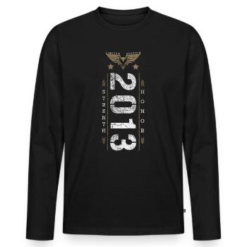 Edition Limitée 2013 Force et Honneur Anniversaire - T-shirt manches longues Premium bio Homme - noir - Devant - Nico (187cm)