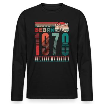 Geburtstag 1978 Jahrgang Februar Retro Geschenk - Männer Premium Bio Langarmshirt - Schwarz - Vorne - Nico (187cm)