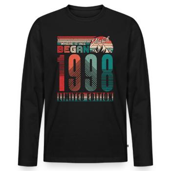 Geburtstag 1998 Jahrgang März Retro Geschenk - Männer Premium Bio Langarmshirt - Schwarz - Vorne - Nico (187cm)