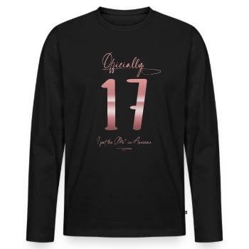 Cadeau officiel de fille d’anniversaire de 17 ans - T-shirt manches longues Premium bio Homme - noir - Devant - Nico (187cm)