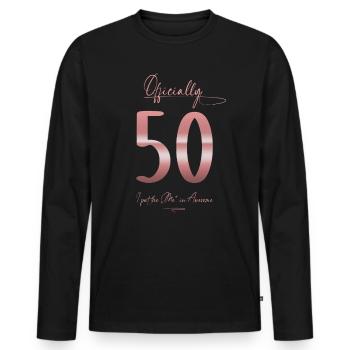 Cadeau officiel 50 ans d’anniversaire des femmes - T-shirt manches longues Premium bio Homme - noir - Devant - Nico (187cm)