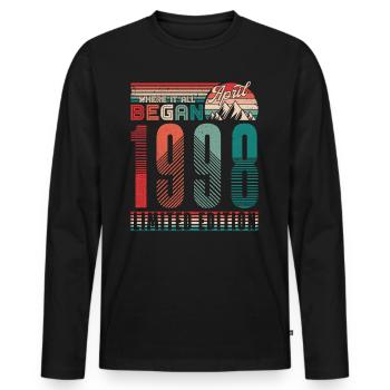 Geburtstag 1998 Jahrgang April Retro Geschenk - Männer Premium Bio Langarmshirt - Schwarz - Vorne - Nico (187cm)