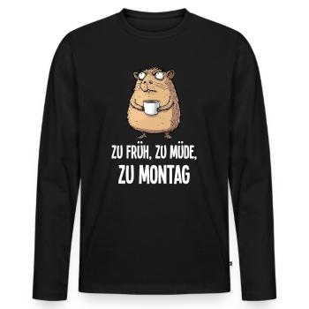 Capybara Coffee Monday Morning Grouch Gift - Men's Premium Organic Long Sleeve Shirt - black - Front - Nico (187cm)