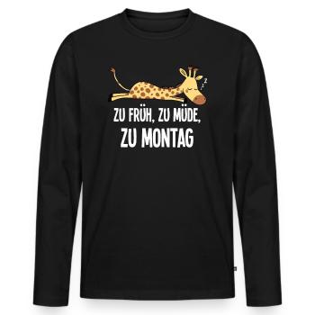 Trop tôt pour lundi Girafe Matin Grouch Cadeau - T-shirt manches longues Premium bio Homme - noir - Devant - Nico (187cm)
