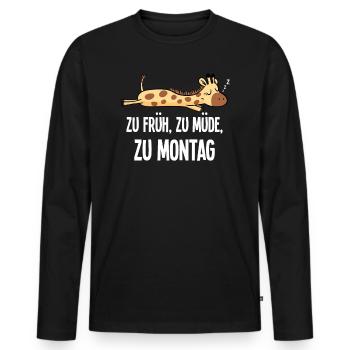 Giraffe Early To Monday Morning Grouch Gift - Men's Premium Organic Long Sleeve Shirt - black - Front - Nico (187cm)