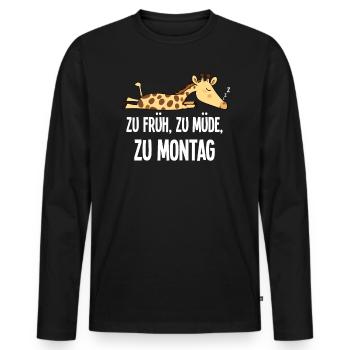 Giraffe morning grouch too early too tired to Monday - Men's Premium Organic Long Sleeve Shirt - black - Front - Nico (187cm)