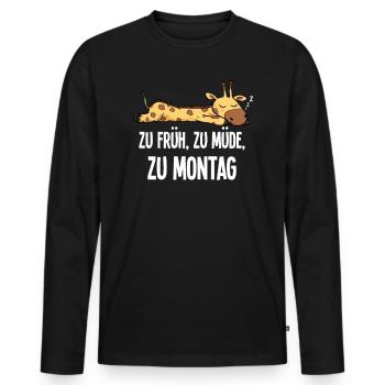 Funny Morning Grouch Giraffe Monday Gift - Men's Premium Organic Long Sleeve Shirt - black - Front - Nico (187cm)
