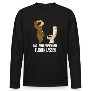 Sloth Live Funny Just Let It Flow - Men's Premium Organic Long Sleeve Shirt - black - Front - Nico (187cm)