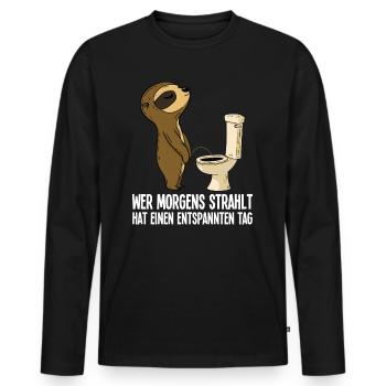 Sloth Funny Saying Morning Glowing Humor - Men's Premium Organic Long Sleeve Shirt - black - Front - Nico (187cm)