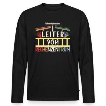 Chef du Centre Informatique Jardinier Amateur - T-shirt manches longues Premium bio Homme - noir - Devant - Nico (187cm)