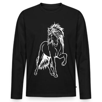 Iceland stallion white - Men's Premium Organic Long Sleeve Shirt - black - Front - Nico (187cm)