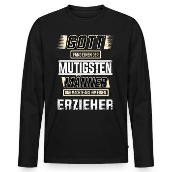 Erzieher, einer der mutigsten Männer der Welt - Männer Premium Bio Langarmshirt - Schwarz - Vorne - Nico (187cm)