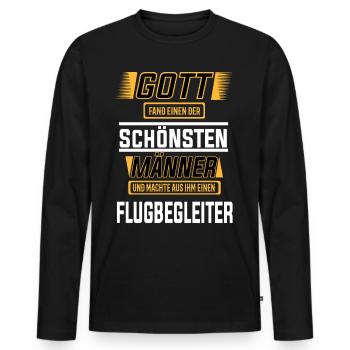 Flugbegleiter, einer der schönsten Männer der Welt - Männer Premium Bio Langarmshirt - Schwarz - Vorne - Nico (187cm)