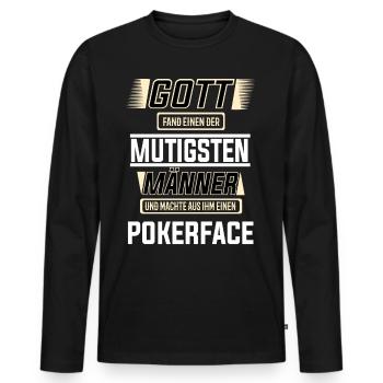 Pokerface die mutigsten Männer der Welt T-Shirt - Männer Premium Bio Langarmshirt - Schwarz - Vorne - Nico (187cm)