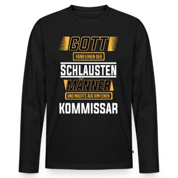 Kommissar einer der schlausten Männer der Welt - Männer Premium Bio Langarmshirt - Schwarz - Vorne - Nico (187cm)