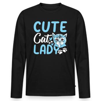 Niedliche Katzendame Katzenbesitzerin Niedliche Ka - Männer Premium Bio Langarmshirt - Schwarz - Vorne - Nico (187cm)