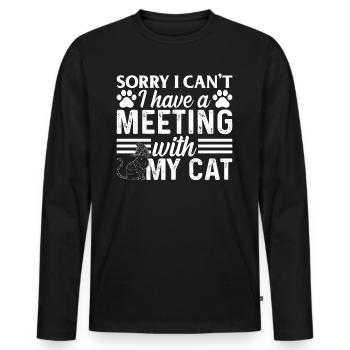 Sorry, ich kann nicht, ich habe ein Treffen mit me - Männer Premium Bio Langarmshirt - Schwarz - Vorne - Nico (187cm)