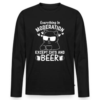 Alles in Maßen außer Katzen und Bier I Funny Cat - Männer Premium Bio Langarmshirt - Schwarz - Vorne - Nico (187cm)