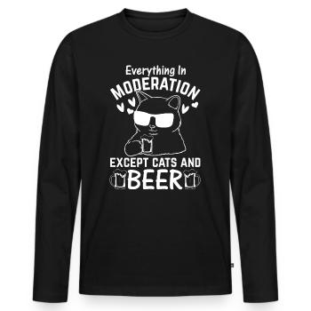 Katzenliebhaber I Alles in Maßen außer Katzen und - Männer Premium Bio Langarmshirt - Schwarz - Vorne - Nico (187cm)