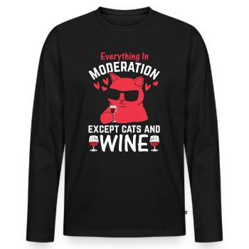 Alles in Maßen außer Katzen und Wein & Katzenliebh - Männer Premium Bio Langarmshirt - Schwarz - Vorne - Nico (187cm)