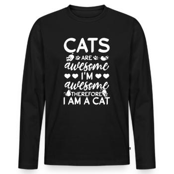 Les chats sont fantastiques, je suis fantastique, donc - T-shirt manches longues Premium bio Homme - noir - Devant - Nico (187cm)