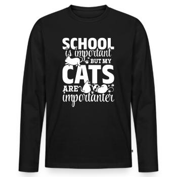 L’école est importante, mais mes chats sont importants - T-shirt manches longues Premium bio Homme - noir - Devant - Nico (187cm)