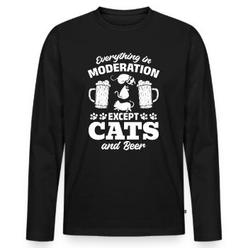 Everything in moderation, except cats and beer - Men's Premium Organic Long Sleeve Shirt - black - Front - Nico (187cm)