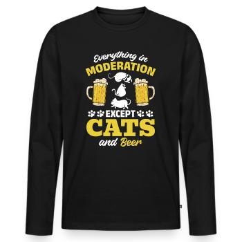 Alles in Maßen außer Katzen und Bier I Cat Lover - Männer Premium Bio Langarmshirt - Schwarz - Vorne - Nico (187cm)