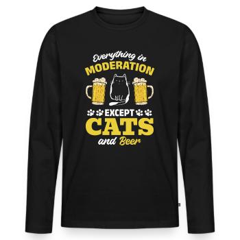 Katzenliebhaber I Alles in Maßen außer Katzen und - Männer Premium Bio Langarmshirt - Schwarz - Vorne - Nico (187cm)