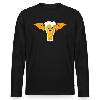 Halloween Vampir Bat Wings Beer Vampire - Men's Premium Organic Long Sleeve Shirt - black - Front - Nico (187cm)