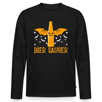 Halloween Bier Sauger Halloween Bier Vampir - Männer Premium Bio Langarmshirt - Schwarz - Vorne - Nico (187cm)