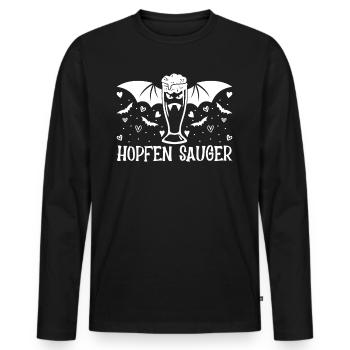 Halloween Hopfen Sauger Bier Fledermausflügel Vamp - Männer Premium Bio Langarmshirt - Schwarz - Vorne - Nico (187cm)
