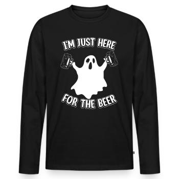 Fantôme d’Halloween Je suis juste ici pour la relique de la bière - T-shirt manches longues Premium bio Homme - noir - Devant - Nico (187cm)