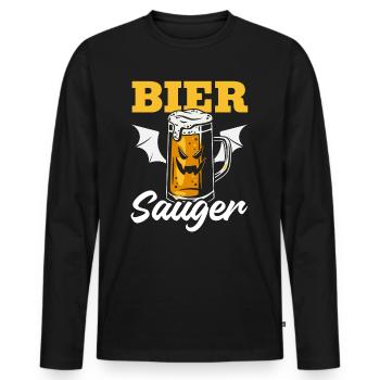 Halloween Bier Sauger I Halloween Bier Vampir - Männer Premium Bio Langarmshirt - Schwarz - Vorne - Nico (187cm)