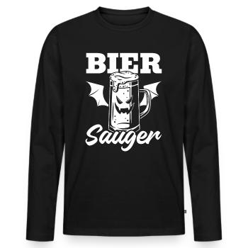 Halloween Bier Sauger I Halloween Bier Vampir - Männer Premium Bio Langarmshirt - Schwarz - Vorne - Nico (187cm)