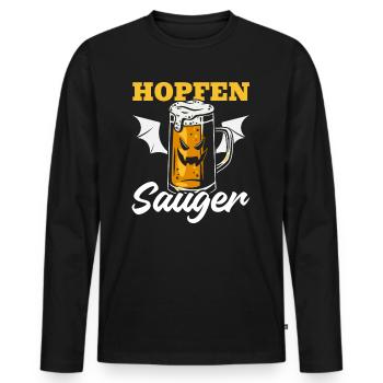 Halloween Hopfen Sauger I Bier Fledermaus - Männer Premium Bio Langarmshirt - Schwarz - Vorne - Nico (187cm)