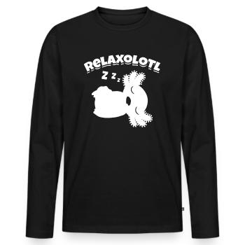 Drôle d’Axolotl Relaxant - Axolotl Relaxolotl - T-shirt manches longues Premium bio Homme - noir - Devant - Nico (187cm)